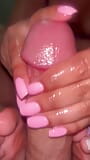 Colourful toes and pink nails handjob and footjob snapshot 3