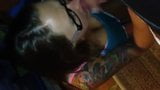 Girl with glasses and tats sucks for CIM snapshot 19