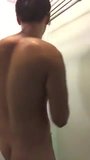 asian twink JO on cam in public showers (1'39'') snapshot 1