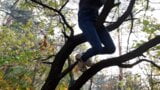 Girl climbed a tree to rub her pussy on it - Lesbian-illusion snapshot 6