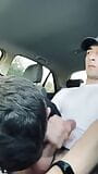 Daniel suck's Jack cock in car outdoor snapshot 8