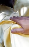 Satin Silk Gold Dress Masturbation Cum snapshot 6