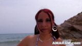 Redhead Tania Teen bounces on a big cock as she's fucked on the beach snapshot 1