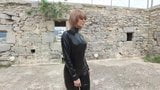 Suzy walking in pvc catsuit - latexfashiontv snapshot 2