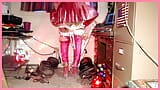 Teasing BB12"Cs rock hard for cum with a slow silky QOS panties striptease in 9" BBC SLUT platform stiletto heels. snapshot 7