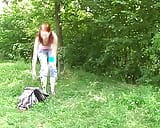 Redhead German teen with small tits gets smashed outdoors snapshot 1