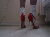 New Red High Heels with Cross Strap snapshot 4