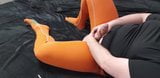 Orange long underpants and toe socks cum on shirt snapshot 5