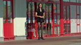 Crossdresser Sissy in very short Dress outside snapshot 6