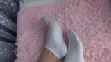 Pantyhose and white socks on the girl's sexy legs snapshot 1