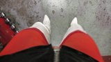White thigh boots and the tightest red leggings i have snapshot 1