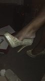 Ebony dangling gold pumps shoeplay snapshot 1