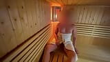 Risky masturbation in sauna ending with huge cumshot, walked in on me snapshot 1