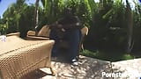 Horny Stephanie Hall sucks black dong outdoors snapshot 1