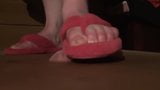 BBW's Red flat flip flops cock trampling on cockbox snapshot 14