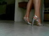 Bella Blu Sexy Feet In Sliver Strappy High Heels Tease snapshot 8