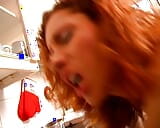 Redhead babe from Germany getting a big facial in the kitchen snapshot 13