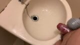 Small Penis With A Vibrator Sleeve Cumming And Pissing On Sink snapshot 3