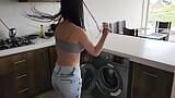 His stepsister needs help with the washing machine, he helps her undress and fucks her Tight jeans snapshot 14