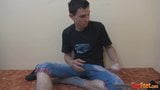 Shoe fucking twink tugs his cock and cums snapshot 3