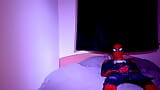 Spiderman zentai use a dildo and cum snapshot 1