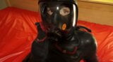 Latex Danielle is sweetly stroking herself in a latex catsuit and latex gas mask. Full movie snapshot 3