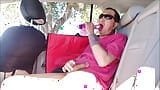 Sucking huge dildo and shooting cum in back of my car snapshot 15