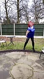 TV cumslut Nottstvslut in the garden satin blouse and tight pvc leggings snapshot 8