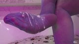 Natte en sexy blauwe nylon meesteres voeten plagen je trailer snapshot 7