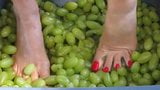 Feet with Long Red Toenails Stomping Green Grapes (I part) snapshot 6