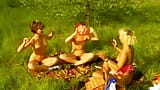 Three sexy German ladies having some fun outdoors snapshot 17