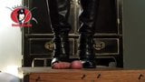 Naked male slave Cock Twice Trampled By Domme Boots snapshot 2