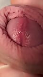 close up Jerking and playing with my wet cock and foreskin snapshot 8