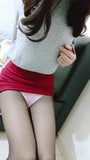 Crossdresser - red pencil skirt tease 2 snapshot 5