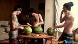 Three straight deviants fuck watermelons and prepare to cum snapshot 2