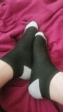 TsM1nni strips and plays with her cute feet snapshot 1