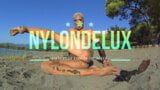 nylondelux dirty oiled feet and body at the beach snapshot 1