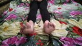 Ilandis masturbates and shows legs and soles in leggings, feet shaking with pleasure snapshot 5