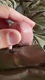 No cum yet - but some precum as an army soldier plays with his hard cock in uniform snapshot 6