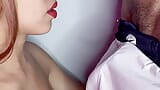 Hot blowjob with red lipstick and cumshot in mouth snapshot 1