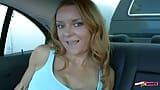 Being plowed in a car in public fills the busty milf with happiness and lust snapshot 2