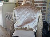 Guy ejeculating on second hand gold nylon jacket - Part 5 snapshot 2