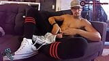 KinkyChrisX puts on leggings, sniffs sneakers and cums on his socks snapshot 11