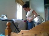 British girl farting in jeans, knickers and bare arse snapshot 1