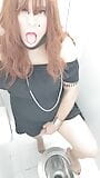 JoanaLoveTs masturbating in a public toilet snapshot 2