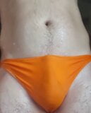 Another quick shower in sexy orange bikini snapshot 13