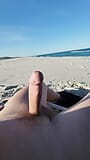 Stroking big thick hard veiny mushroom head outdoor beach cock snapshot 5