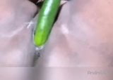 EBONY WIFE PUSSY  PLAYING WITH CUCUMBER snapshot 5