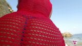 Nippleringlover - 穿着透明连衣裙的饥渴熟女，微比基尼，穿孔的乳头和阴唇，性感的屁股，热辣的菊花，裸体海滩 snapshot 11