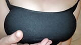 Super Close Up Big Natural Breast in Black T-Shirt snapshot 3